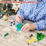 DIY Wooden Christmas Tree Ornaments Craft Set (60pcs) - Image 4