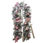 Artificial Christmas Wreath Pink Garland - Image 3