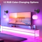 Wall Sconces Set of Two, Wireless Battery Operated Wall Decor with Remote, Sconces Wall Lighting with Glass Shade, Upward and Downward Installation, 12 RGB Colors and 3 CCT Options - Image 4