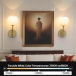 Rechargeable Wall Light Indoor,Battery Operated Wall Lamp with Remote,Indoor Wall Light with 3 Color Modes and RGB,Frosted Glass Wall Mounted Lamp for Living Room Bedrooms 2 Pack (Gold) - Image 3