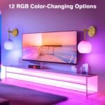 Rechargeable Wall Light Indoor,Battery Operated Wall Lamp with Remote,Indoor Wall Light with 3 Color Modes and RGB,Frosted Glass Wall Mounted Lamp for Living Room Bedrooms 2 Pack (Gold) - Image 4