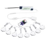 Linkable Under Cabinet LED Lighting 12V Slim Aluminum Dimmable Puck Lights Direct Wired with RF Remote Control for Kitchen Lighting(8pack Daylight White)