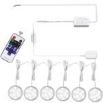 Linkable Under Cabinet LED Lighting 12V Slim Aluminum Dimmable Puck Lights Direct Wired with RF Remote Control for Kitchen Lighting(6pack,Daylight White)