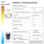 Linkable Under Cabinet LED Lighting 12V Dimmable Puck Lights Hardwired with Wireless RF Remote Control for Kitchen Mood Lighting(6 Lights, Warm White) - Image 5