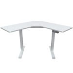FORTIA 98W x 98W x 48D Dual-Motor 80kg Load Adjustable Electric Sit to Stand Up Corner Desk - White/White Frame