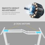 FORTIA 145W x 60D x 85D Dual-Motor 80kg Load Adjustable Sit-Stand Up L-Hand Sided Corner Desk - White/White Frame - Image 6