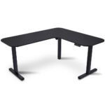 FORTIA Corner Standing Desk, 160x140cm, 72-118cm Sit to Stand Up Electric Height Adjustable, Black