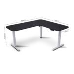 FORTIA Corner Standing Desk, 160x140cm, 72-118cm Sit to Stand Up Electric Height Adjustable, Black Desktop/Silver Frame - Image 2