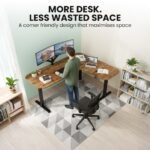 FORTIA Corner Standing Desk, 160x140cm, 72-118cm Sit to Stand Up Electric Height Adjustable, Walnut Style Desktop/Black Frame - Image 6