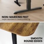 FORTIA Corner Standing Desk, 160x140cm, 72-118cm Sit to Stand Up Electric Height Adjustable, Walnut Style Desktop/Black Frame - Image 7