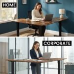 FORTIA Corner Standing Desk, 160x140cm, 72-118cm Sit to Stand Up Electric Height Adjustable, Walnut Style Desktop/Black Frame - Image 8