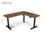 FORTIA Corner Standing Desk, 160x140cm, 72-118cm Sit to Stand Up Electric Height Adjustable, Walnut Style Desktop/Black Frame - Image 9