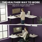 FORTIA Corner Standing Desk, 160x140cm, 72-118cm Sit to Stand Up Electric Height Adjustable, White Desktop/Black Frame - Image 2