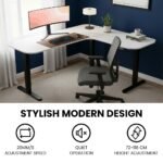 FORTIA Corner Standing Desk, 160x140cm, 72-118cm Sit to Stand Up Electric Height Adjustable, White Desktop/Black Frame - Image 5