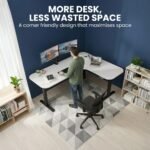 FORTIA Corner Standing Desk, 160x140cm, 72-118cm Sit to Stand Up Electric Height Adjustable, White Desktop/Black Frame - Image 6