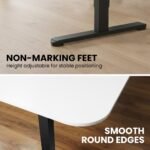 FORTIA Corner Standing Desk, 160x140cm, 72-118cm Sit to Stand Up Electric Height Adjustable, White Desktop/Black Frame - Image 7