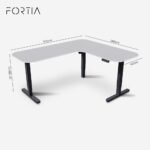 FORTIA Corner Standing Desk, 160x140cm, 72-118cm Sit to Stand Up Electric Height Adjustable, White Desktop/Black Frame - Image 9
