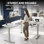 FORTIA Corner Standing Desk, 160x140cm, 72-118cm Sit to Stand Up Electric Height Adjustable, White Desktop/Silver Frame - Image 3