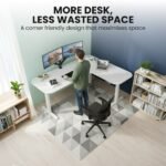 FORTIA Corner Standing Desk, 160x140cm, 72-118cm Sit to Stand Up Electric Height Adjustable, White Desktop/Silver Frame - Image 6