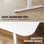 FORTIA Corner Standing Desk, 160x140cm, 72-118cm Sit to Stand Up Electric Height Adjustable, White Desktop/Silver Frame - Image 7