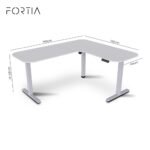 FORTIA Corner Standing Desk, 160x140cm, 72-118cm Sit to Stand Up Electric Height Adjustable, White Desktop/Silver Frame - Image 9