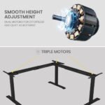 FORTIA 173W x 173W x 75D 3-Motor 120kg Load Adjustable Electric Sit to Stand Up Corner Desk - Walnut/Black Frame - Image 6