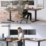 FORTIA 173W x 173W x 75D 3-Motor 120kg Load Adjustable Electric Sit to Stand Up Corner Desk - Walnut/Black Frame - Image 10