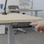 FORTIA Sit To Stand Standing Desk, 120x60cm, 72-118cm Electric Height Adjustable, Light Oak Style Desktop Silver Frame - Image 4