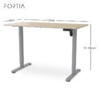 FORTIA Sit To Stand Standing Desk, 120x60cm, 72-118cm Electric Height Adjustable, Light Oak Style Desktop Silver Frame - Image 8