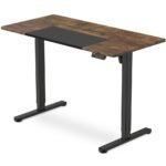 FORTIA Sit To Stand Standing Desk, 120x60cm, 72-118cm Electric Height Adjustable, Walnut Style Desktop Black Frame