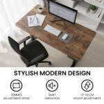 FORTIA Sit to Stand Standing Desk, 160x60cm, 72-118cm Electric Height Adjustable, Walnut Style Desktop/Black Frame - Image 7