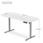 FORTIA Sit to Stand Standing Desk, 160x60cm, 72-118cm Electric Height Adjustable, White Desktop/Silver Frame - Image 8