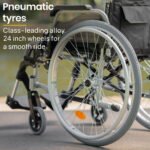 EQUIPMED 24 Inch Portable Folding Wheelchair 24" Mobility Wheel Chair Alloy, Senior Elderly Aid - Image 8