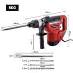 Baumr-AG 1500W Pro-Grade Electric Rotary Jackhammer Hammer Drill, with 2 Bonus Chisels, 3 Drill Bits - Image 6