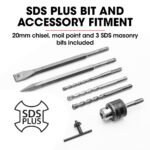 Baumr-AG 1500W Pro-Grade Electric Rotary Jackhammer Hammer Drill, with 2 Bonus Chisels, 3 Drill Bits - Image 8