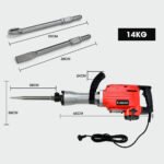 Baumr-AG 2200W Pro-Grade Electric Demolition Jackhammer, with 3 Bonus Chisels, Steel Carry Case - Image 6