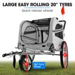 TAG-ALONG Pet & Cargo Jogger Bike Trailer, Pull Behind Bicycle Trailer Carrier Stroller, Grey - Image 5