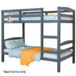 KINGSTON SLUMBER Single Bunk Bed Frame, Solid Pine 2-in-1 Modular Design, Converts to 2 Single Beds, For Kids, Grey