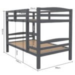KINGSTON SLUMBER Single Bunk Bed Frame, Solid Pine 2-in-1 Modular Design, Converts to 2 Single Beds, For Kids, Grey - Image 10