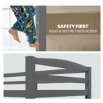 KINGSTON SLUMBER Single Bunk Bed Frame, Solid Pine 2-in-1 Modular Design, Converts to 2 Single Beds, For Kids, Grey - Image 6