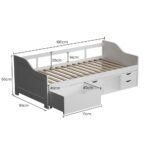 Kingston Slumber Wooden Single Sofa Bed Frame with Storage Drawers - White - Image 10