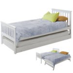 KINGSTON SLUMBER Wooden Single Bed Frame w/ Pop Up Trundle, for Kids Bedroom, White