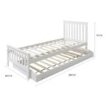 KINGSTON SLUMBER Wooden Single Bed Frame w/ Pop Up Trundle, for Kids Bedroom, White - Image 2