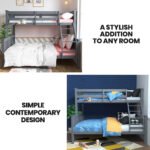 Kingston Slumber Bunk Bed Triple Wooden Single Over Double Beds for Kids, Solid Pine Wood, Convertible Design, Grey - Image 2