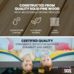 Kingston Slumber Bunk Bed Triple Wooden Single Over Double Beds for Kids, Solid Pine Wood, Convertible Design, Grey - Image 4