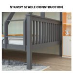 Kingston Slumber Bunk Bed Triple Wooden Single Over Double Beds for Kids, Solid Pine Wood, Convertible Design, Grey - Image 5