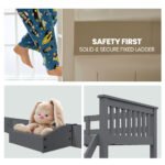 Kingston Slumber Bunk Bed Triple Wooden Single Over Double Beds for Kids, Solid Pine Wood, Convertible Design, Grey - Image 7