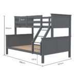 Kingston Slumber Triple Wooden Single Over Double Bunk Bed Frame for Kids, Convertible Design, Grey - Image 10