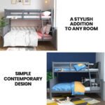 Kingston Slumber Triple Wooden Single Over Double Bunk Bed Frame for Kids, Convertible Design, Grey - Image 2