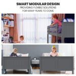 Kingston Slumber Triple Wooden Single Over Double Bunk Bed Frame for Kids, Convertible Design, Grey - Image 9